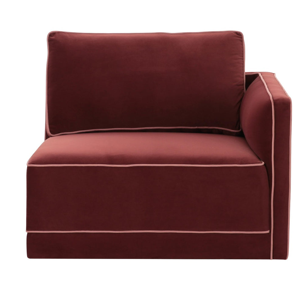 TOV Furniture Willow Velvet Modular Corner Chair - Luxurious Design with Plush Comfort for Modern Living Spaces Red REN-L03140-RC
