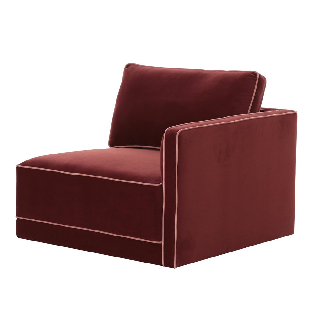 TOV Furniture Willow Velvet Modular Corner Chair - Luxurious Design with Plush Comfort for Modern Living Spaces Red REN-L03140-RC