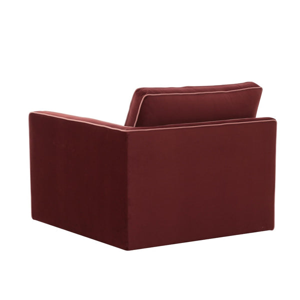 TOV Furniture Willow Velvet Modular Corner Chair - Luxurious Design with Plush Comfort for Modern Living Spaces Red REN-L03140-RC