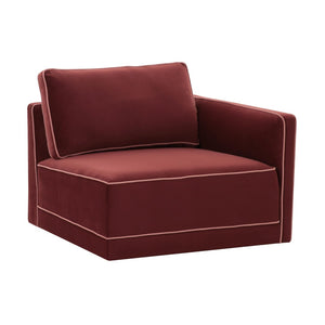 TOV Furniture Willow Velvet Modular Corner Chair - Luxurious Design with Plush Comfort for Modern Living Spaces Red REN-L03140-RC