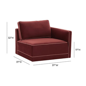 TOV Furniture Willow Velvet Modular Corner Chair - Luxurious Design with Plush Comfort for Modern Living Spaces Red REN-L03140-RC