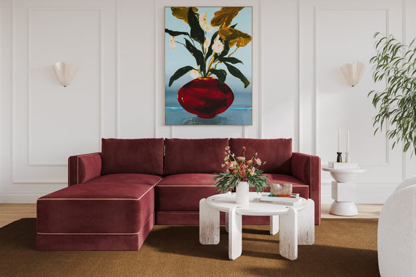 TOV Furniture Willow 4-Piece Velvet Modular Sectional - Luxurious Comfort with Versatile Design for Modern Living Red REN-L03140-SEC