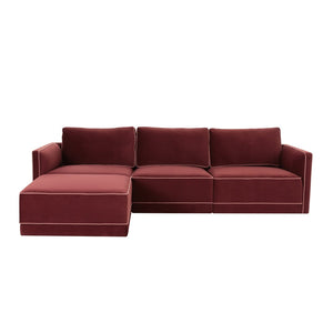 TOV Furniture Willow 4-Piece Velvet Modular Sectional - Luxurious Comfort with Versatile Design for Modern Living Red REN-L03140-SEC