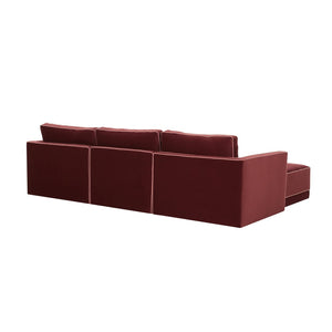 TOV Furniture Willow 4-Piece Velvet Modular Sectional - Luxurious Comfort with Versatile Design for Modern Living Red REN-L03140-SEC