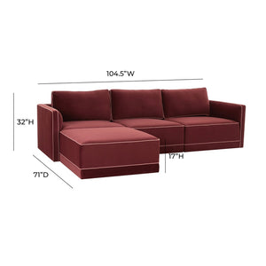 TOV Furniture Willow 4-Piece Velvet Modular Sectional - Luxurious Comfort with Versatile Design for Modern Living Red REN-L03140-SEC