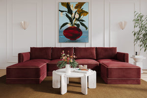 TOV Furniture Willow 6-Piece Modular U Sectional - Elegant Velvet Design for Stylish, Customizable Living Spaces Red REN-L03140-SEC1