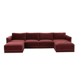 Willow Berry Red Modular U Sectional REN-L03140-SEC1 TOV Furniture