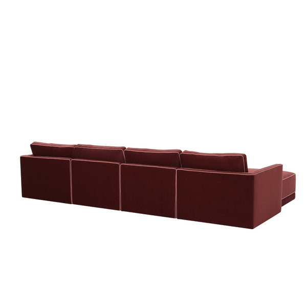 TOV Furniture Willow 6-Piece Modular U Sectional - Elegant Velvet Design for Stylish, Customizable Living Spaces Red REN-L03140-SEC1