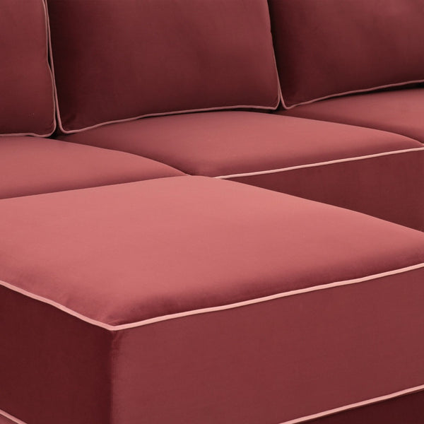 TOV Furniture Willow 6-Piece Modular U Sectional - Elegant Velvet Design for Stylish, Customizable Living Spaces Red REN-L03140-SEC1