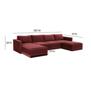 TOV Furniture Willow 6-Piece Modular U Sectional - Elegant Velvet Design for Stylish, Customizable Living Spaces Red REN-L03140-SEC1