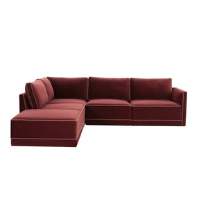 TOV Furniture Willow 5-Piece Modular Velvet Sectional - Luxurious Comfort with Modern Design for Stylish Living Spaces Red REN-L03140-SEC4-L