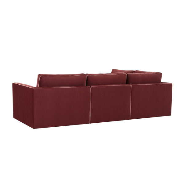 TOV Furniture Willow 5-Piece Modular Velvet Sectional - Luxurious Comfort with Modern Design for Stylish Living Spaces Red REN-L03140-SEC4-L