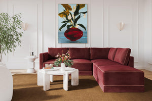 TOV Furniture Willow 5-Piece Velvet Modular Sectional – Modern Luxury Seating for Stylish Living Spaces and Comfort Red REN-L03140-SEC4-R