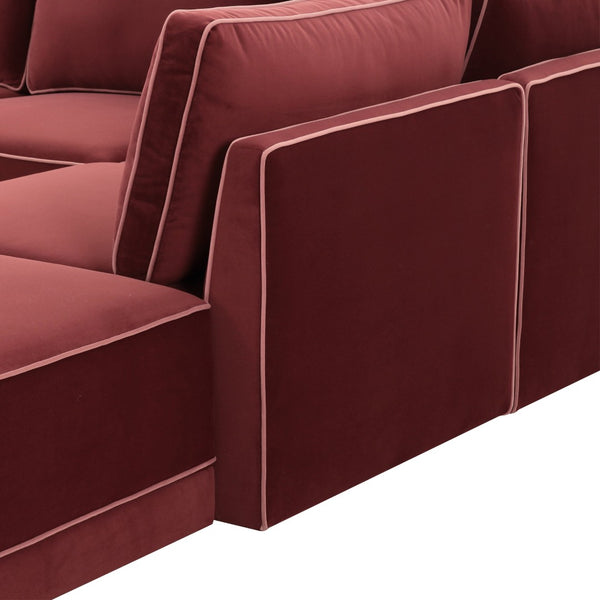 TOV Furniture Willow 5-Piece Velvet Modular Sectional – Modern Luxury Seating for Stylish Living Spaces and Comfort Red REN-L03140-SEC4-R