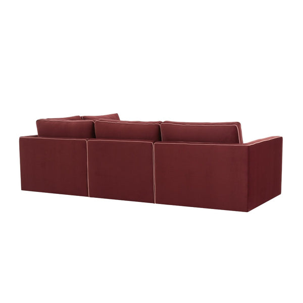 TOV Furniture Willow 5-Piece Velvet Modular Sectional – Modern Luxury Seating for Stylish Living Spaces and Comfort Red REN-L03140-SEC4-R
