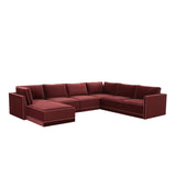 Willow Berry Red Modular Large LAF Chaise Sectional REN-L03140-SEC5 TOV Furniture