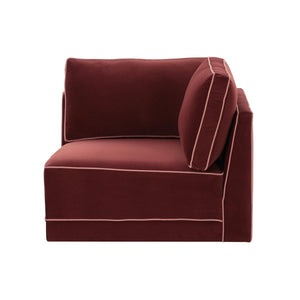 TOV Furniture Willow Velvet Modular Corner Chair - Luxurious Comfort and Modern Design for Stylish Living Spaces Red REN-L03140-W