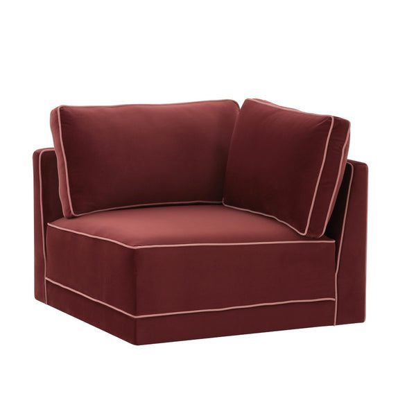 TOV Furniture Willow Velvet Modular Corner Chair - Luxurious Comfort and Modern Design for Stylish Living Spaces Red REN-L03140-W
