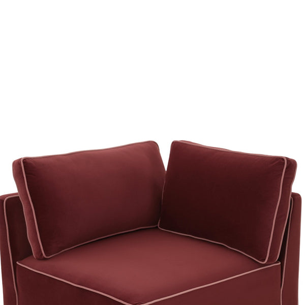 TOV Furniture Willow Velvet Modular Corner Chair - Luxurious Comfort and Modern Design for Stylish Living Spaces Red REN-L03140-W