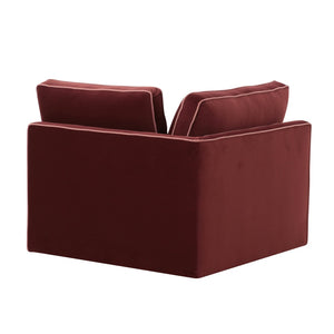 TOV Furniture Willow Velvet Modular Corner Chair - Luxurious Comfort and Modern Design for Stylish Living Spaces Red REN-L03140-W