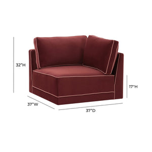 TOV Furniture Willow Velvet Modular Corner Chair - Luxurious Comfort and Modern Design for Stylish Living Spaces Red REN-L03140-W