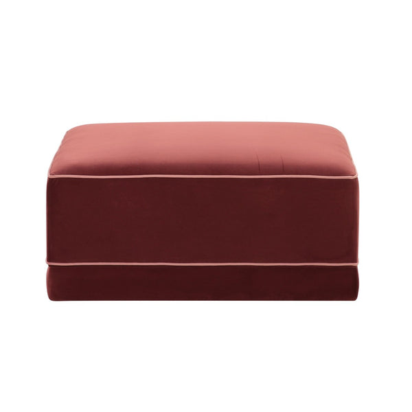 TOV Furniture Willow Velvet Modular Ottoman - Versatile Luxury Seating for Elegant Living Spaces and Comfort Red REN-L03141
