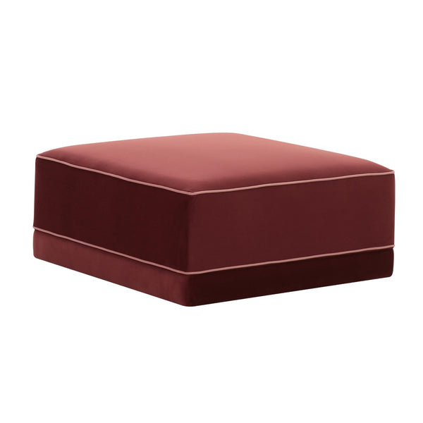 TOV Furniture Willow Velvet Modular Ottoman - Versatile Luxury Seating for Elegant Living Spaces and Comfort Red REN-L03141