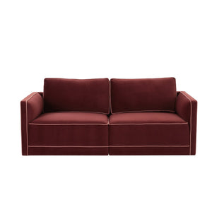 TOV Furniture Willow 74" Modular Loveseat - Luxurious Velvet Upholstery with Stylish Contrast Piping for Comfort Red REN-L03142