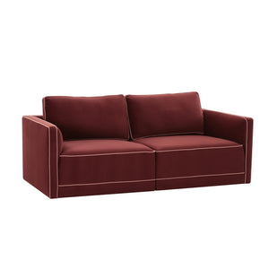 TOV Furniture Willow 74" Modular Loveseat - Luxurious Velvet Upholstery with Stylish Contrast Piping for Comfort Red REN-L03142