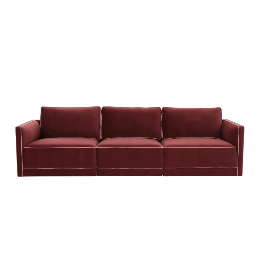 TOV Furniture Willow 105" Velvet Modular Sofa – Stylish Sectional for Modern Living with Customizable Comfort & Elegance Red REN-L03143