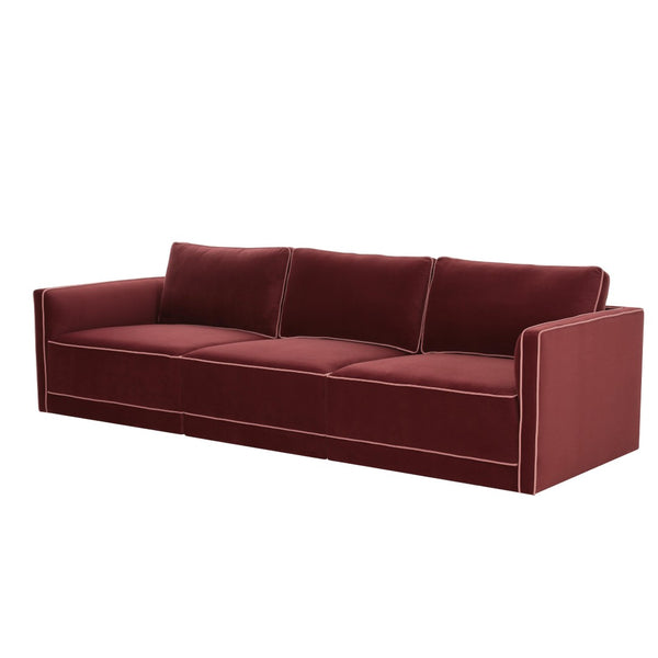 TOV Furniture Willow 105" Velvet Modular Sofa – Stylish Sectional for Modern Living with Customizable Comfort & Elegance Red REN-L03143