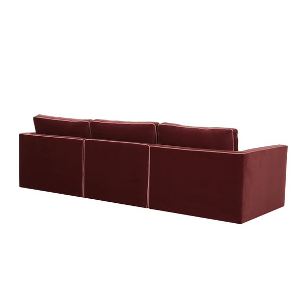 TOV Furniture Willow 105" Velvet Modular Sofa – Stylish Sectional for Modern Living with Customizable Comfort & Elegance Red REN-L03143