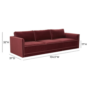 TOV Furniture Willow 105" Velvet Modular Sofa – Stylish Sectional for Modern Living with Customizable Comfort & Elegance Red REN-L03143