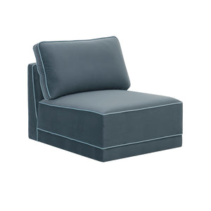 TOV Furniture Willow Velvet Modular Armless Chair – Luxurious Comfort for Custom Sectionals or Stylish Accent Seating Blue REN-L03150-AC