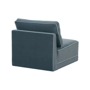 TOV Furniture Willow Velvet Modular Armless Chair – Luxurious Comfort for Custom Sectionals or Stylish Accent Seating Blue REN-L03150-AC