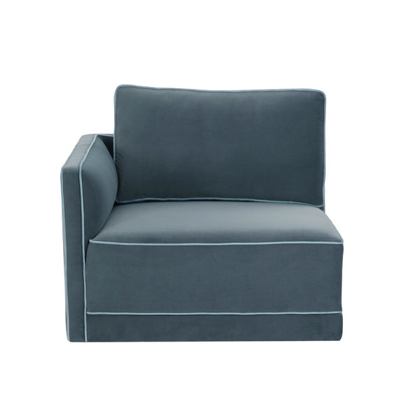 TOV Furniture Willow Velvet Modular Corner Chair – Plush Comfort & Stylish Design for Modern Living Spaces Blue REN-L03150-LC