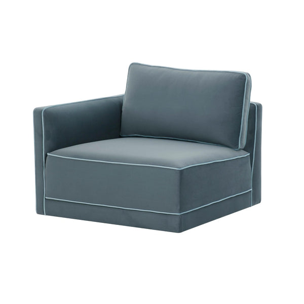 TOV Furniture Willow Velvet Modular Corner Chair – Plush Comfort & Stylish Design for Modern Living Spaces Blue REN-L03150-LC