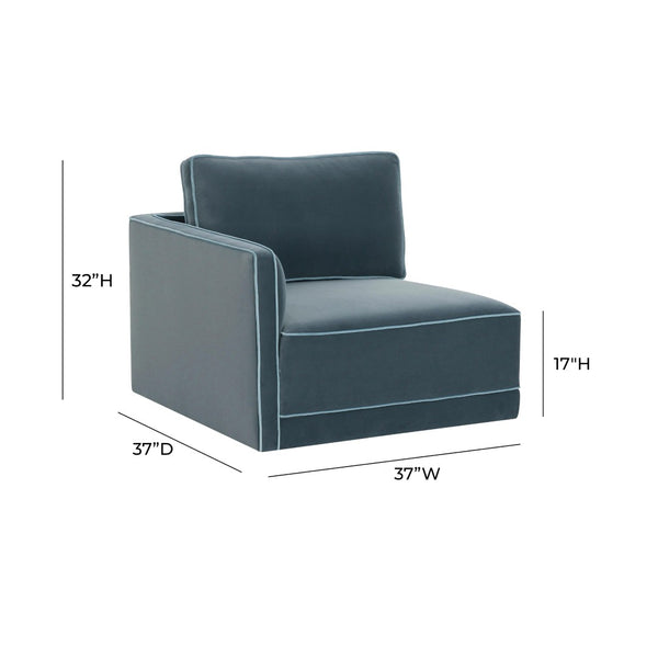 TOV Furniture Willow Velvet Modular Corner Chair – Plush Comfort & Stylish Design for Modern Living Spaces Blue REN-L03150-LC