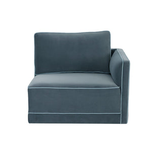 TOV Furniture Willow Velvet Modular Corner Chair - Luxurious Design with Plush Comfort for Modern Living Spaces Blue REN-L03150-RC