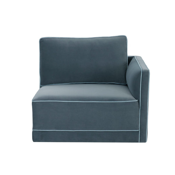 TOV Furniture Willow Velvet Modular Corner Chair - Luxurious Design with Plush Comfort for Modern Living Spaces Blue REN-L03150-RC