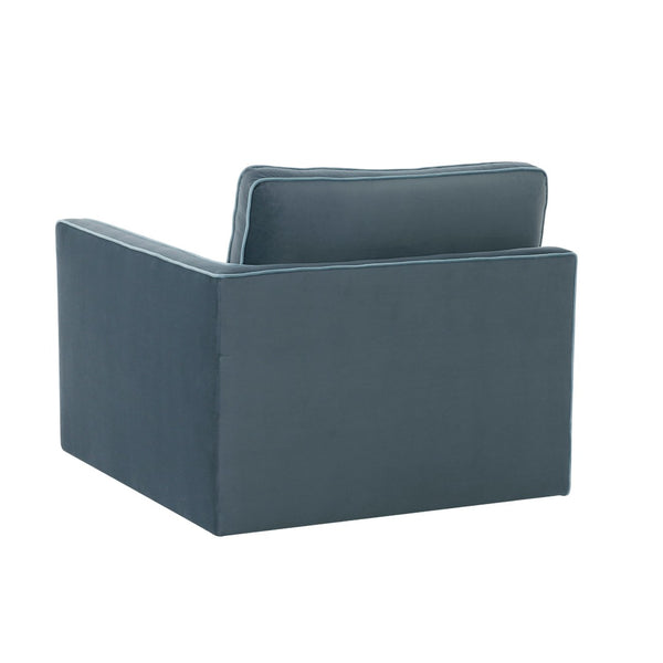 TOV Furniture Willow Velvet Modular Corner Chair - Luxurious Design with Plush Comfort for Modern Living Spaces Blue REN-L03150-RC
