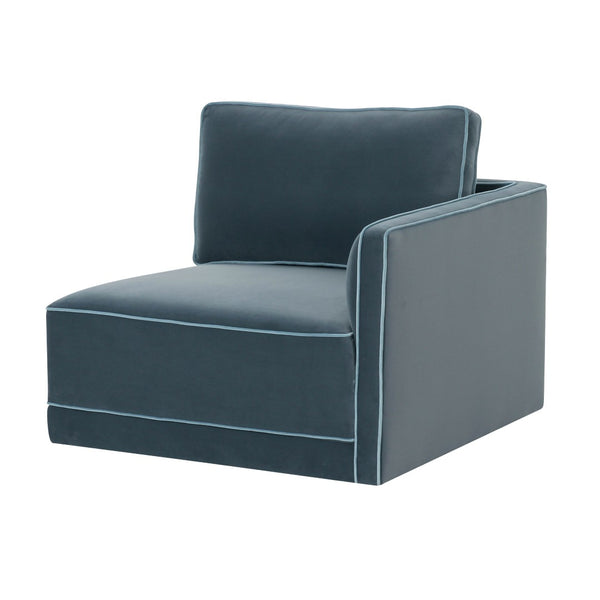 TOV Furniture Willow Velvet Modular Corner Chair - Luxurious Design with Plush Comfort for Modern Living Spaces Blue REN-L03150-RC