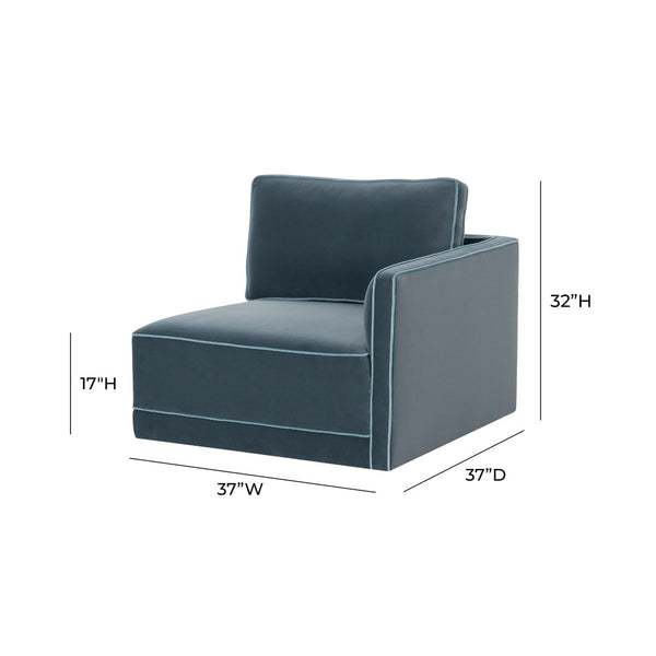 TOV Furniture Willow Velvet Modular Corner Chair - Luxurious Design with Plush Comfort for Modern Living Spaces Blue REN-L03150-RC