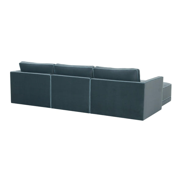 TOV Furniture Willow 4-Piece Velvet Modular Sectional - Luxurious Comfort with Versatile Design for Modern Living Blue REN-L03150-SEC