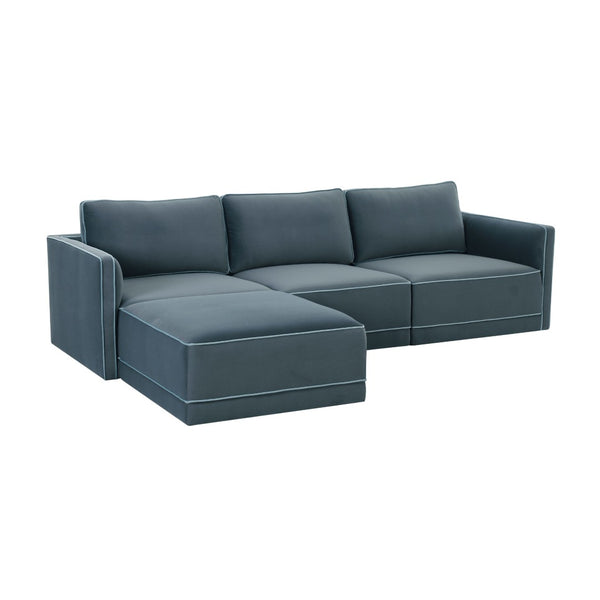 TOV Furniture Willow 4-Piece Velvet Modular Sectional - Luxurious Comfort with Versatile Design for Modern Living Blue REN-L03150-SEC