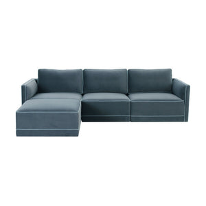 TOV Furniture Willow 4-Piece Velvet Modular Sectional - Luxurious Comfort with Versatile Design for Modern Living Blue REN-L03150-SEC