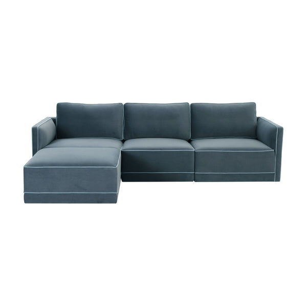 TOV Furniture Willow 4-Piece Velvet Modular Sectional - Luxurious Comfort with Versatile Design for Modern Living Blue REN-L03150-SEC