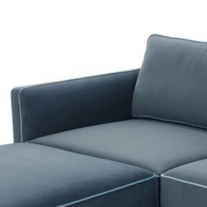 TOV Furniture Willow 4-Piece Velvet Modular Sectional - Luxurious Comfort with Versatile Design for Modern Living Blue REN-L03150-SEC