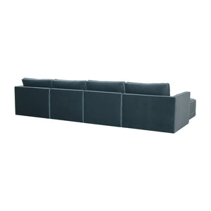 TOV Furniture Willow 6-Piece Modular U Sectional - Elegant Velvet Design for Stylish, Customizable Living Spaces Blue REN-L03150-SEC1