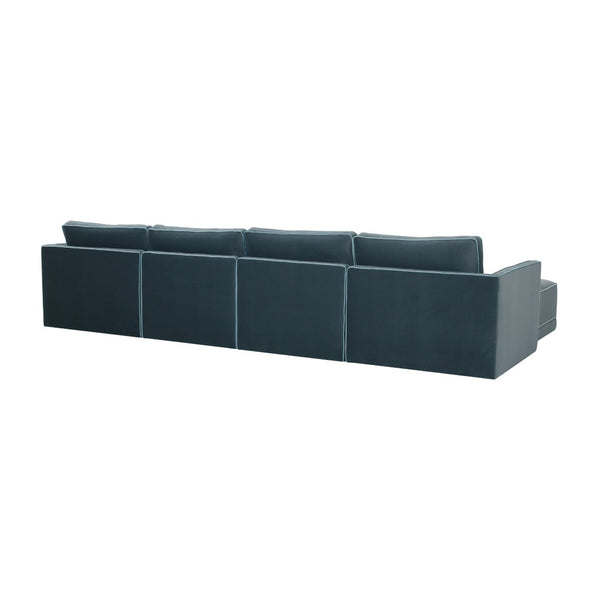 TOV Furniture Willow 6-Piece Modular U Sectional - Elegant Velvet Design for Stylish, Customizable Living Spaces Blue REN-L03150-SEC1